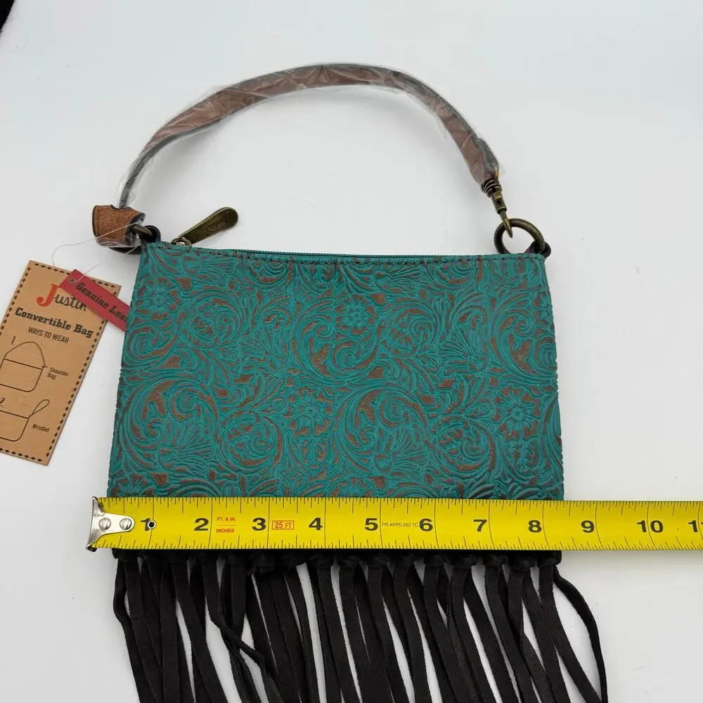 American Darling Turquoise Tooled Leather Fringe Bag NWT Western Crossbody - Picture 9 of 9